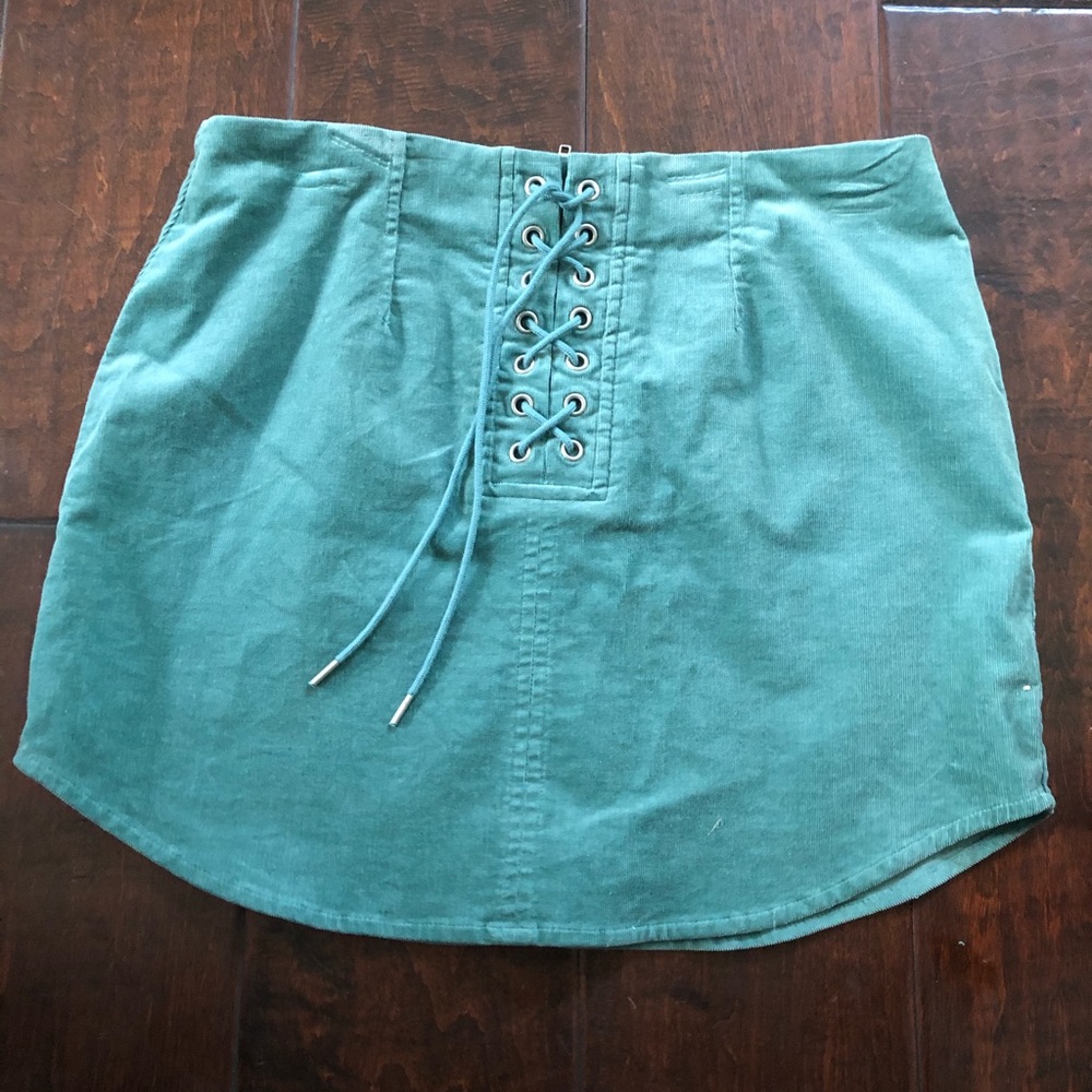 Teal tight short skirt